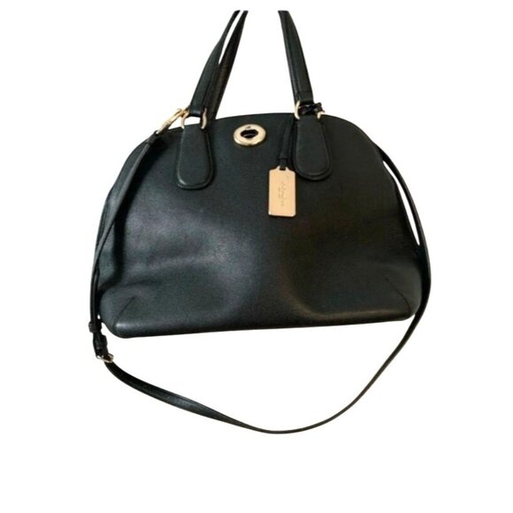Coach New York Black Leather Satchel Handbag - Picture 1 of 12